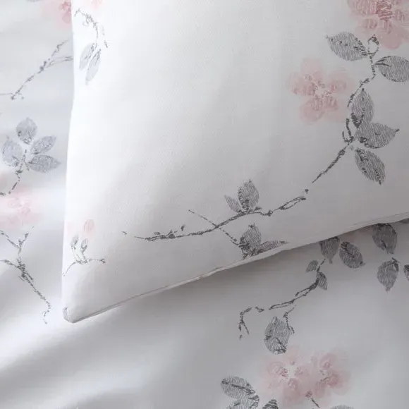 Floral Duvet Cover Set Reversible - Grey, Polycotton