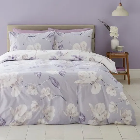 Floral Duvet Cover Set Reversible - Lilac, Cotton