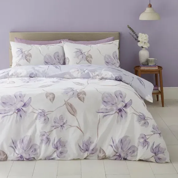 Floral Duvet Cover Set Reversible - Lilac, Cotton