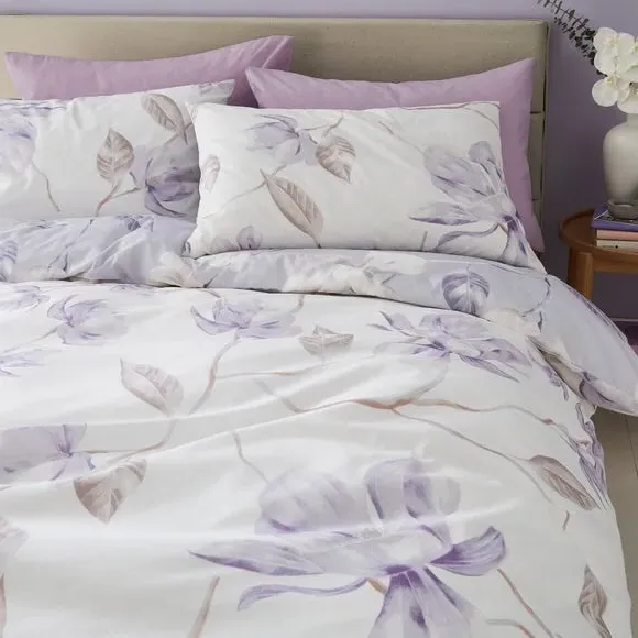 Floral Duvet Cover Set Reversible - Lilac, Cotton