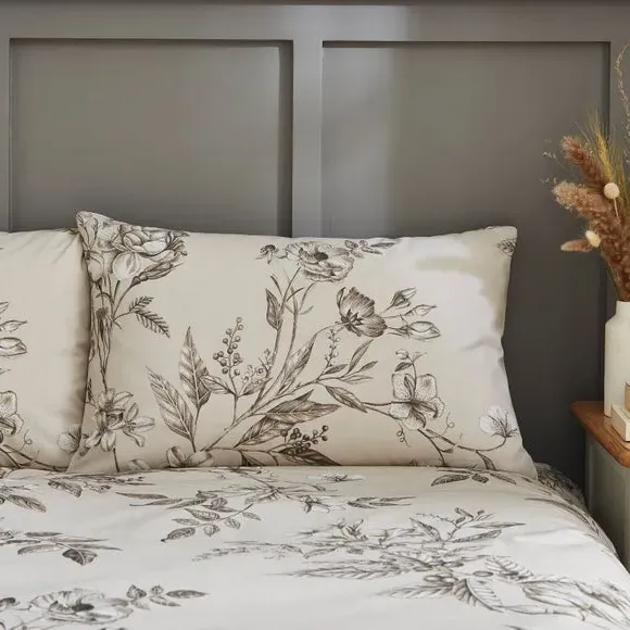 Floral Duvet Cover Set Reversible - Natural, Cotton