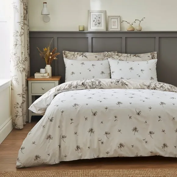 Floral Duvet Cover Set Reversible - Natural, Cotton