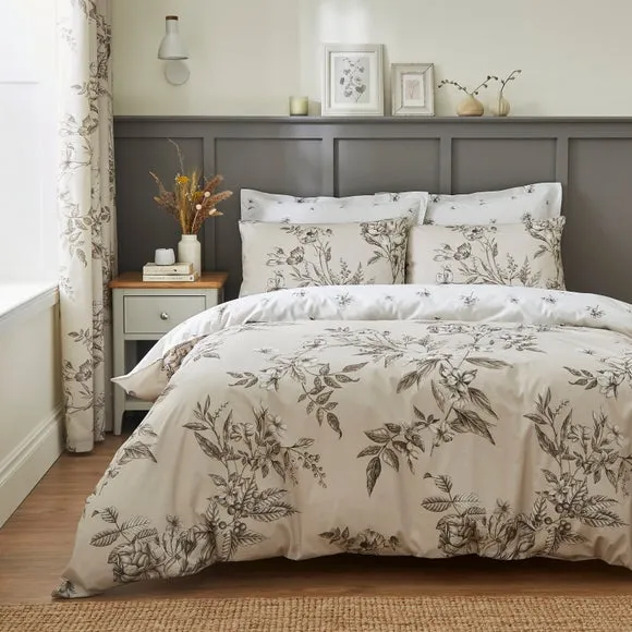 Floral Duvet Cover Set Reversible - Natural, Cotton image