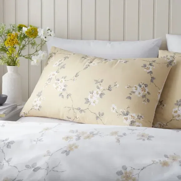 Floral Duvet Cover Set Reversible - Ochre, Polycotton