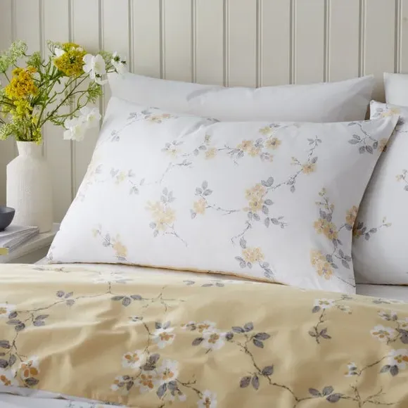 Floral Duvet Cover Set Reversible - Ochre, Polycotton