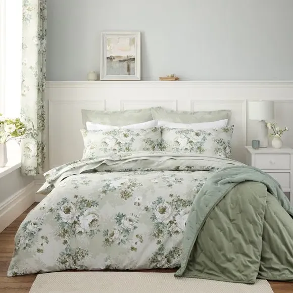 Floral Duvet Cover Set - Sage, Cotton
