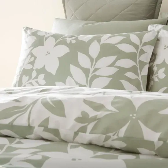 Floral Duvet Cover Set - Sage, Polycotton