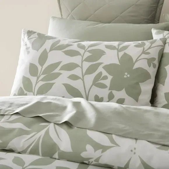 Floral Duvet Cover Set - Sage, Polycotton
