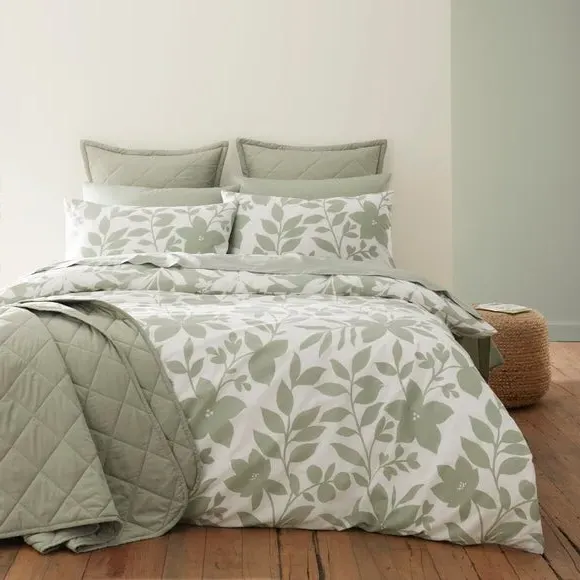 Floral Duvet Cover Set - Sage, Polycotton