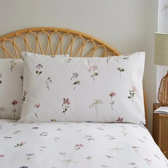 Floral Duvet Cover Set - White, Cotton
