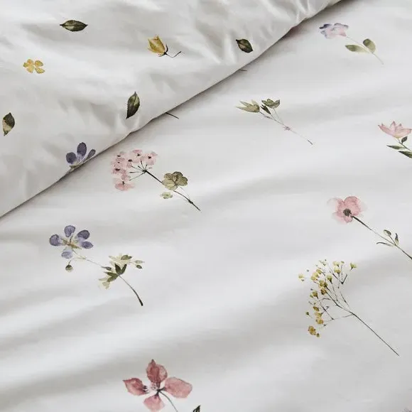 Floral Duvet Cover Set - White, Cotton