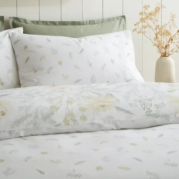 Floral Duvet Cover Set - White, Cotton