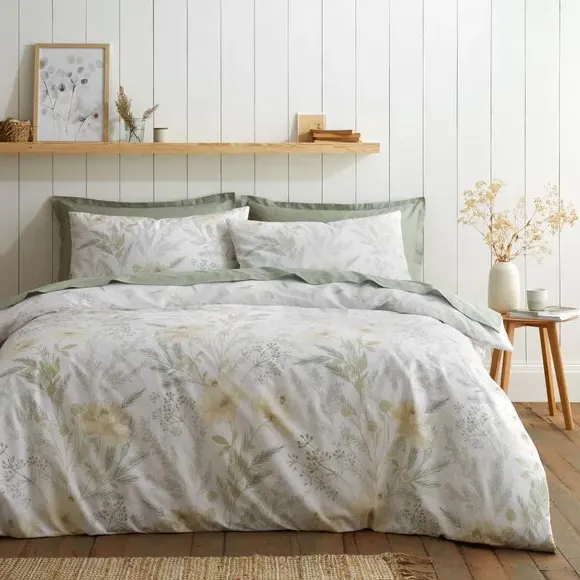 Floral Duvet Cover Set - White, Cotton image