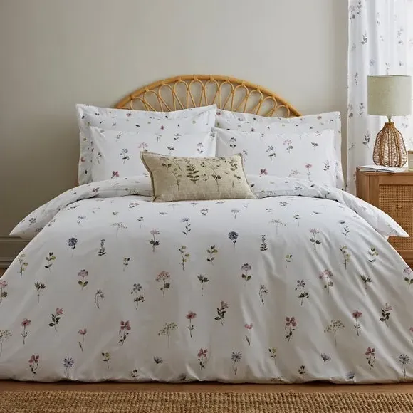 Floral Duvet Cover Set - White, Cotton
