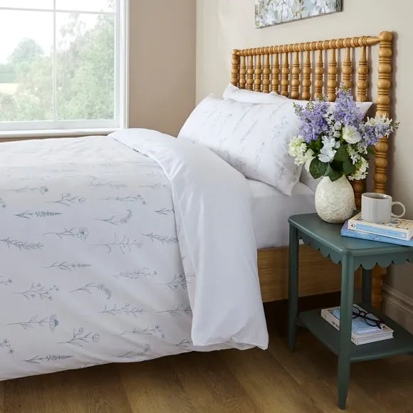 Floral Duvet Cover Set with Pillowcase - Blue, Cotton