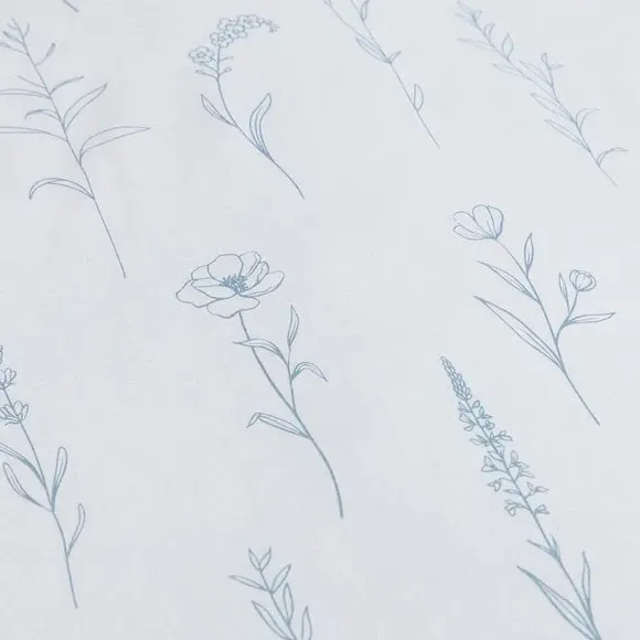 Floral Duvet Cover Set with Pillowcase - Blue, Cotton