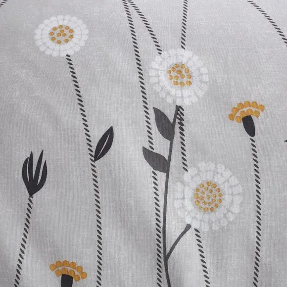 Floral Duvet Cover Set with Pillowcase - Grey