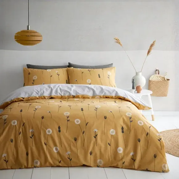 Floral Duvet Cover Set with Pillowcase - Grey