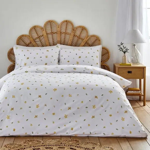 Floral Duvet Cover Set - Yellow, Cotton