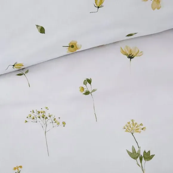 Floral Duvet Cover Set - Yellow, Cotton