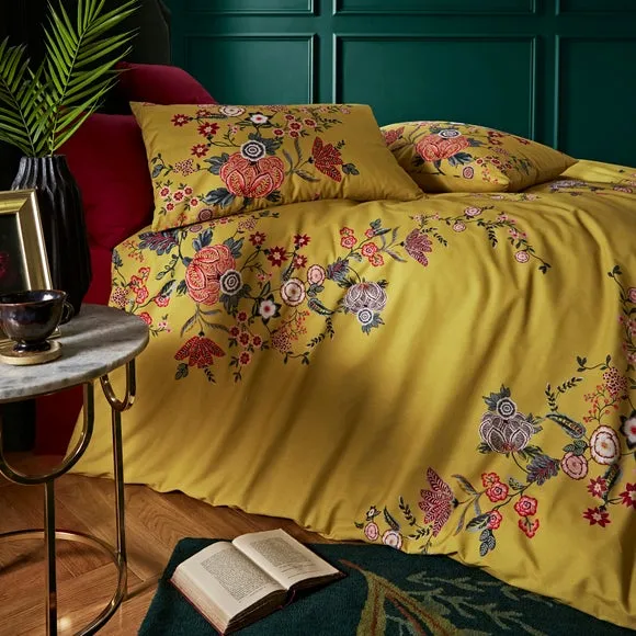Floral Duvet Cover Set - Yellow, Cotton Sateen