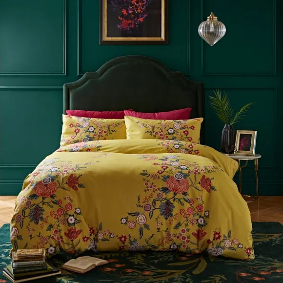 Floral Duvet Cover Set - Yellow, Cotton Sateen image