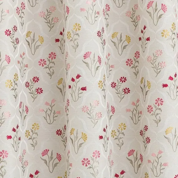 Floral Eyelet Curtains - Pink, Jacquard