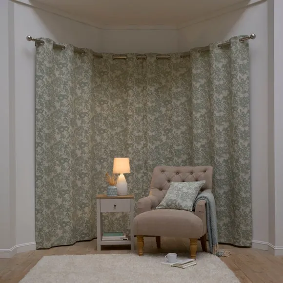Floral Eyelet Curtains - Sage, Woven