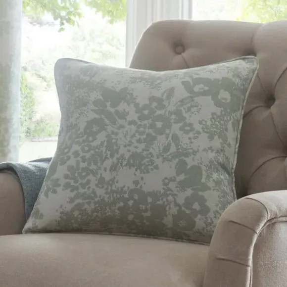Floral Eyelet Curtains - Sage, Woven