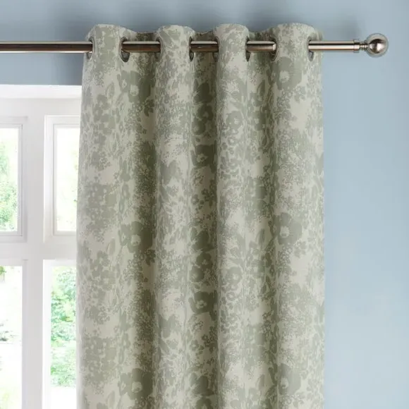 Floral Eyelet Curtains - Sage, Woven image