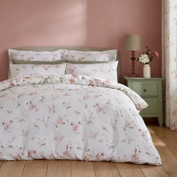 Floral Eyelet Curtains with Blackout - Blush