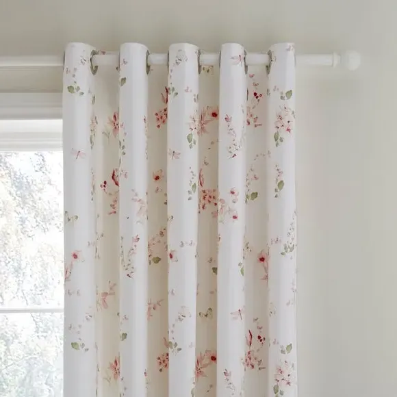 Floral Eyelet Curtains with Blackout - Blush