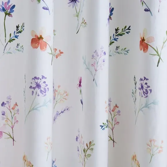 Floral Eyelet Curtains with Blackout - Lilac, Cotton