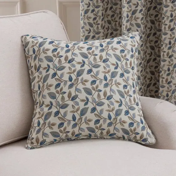 Floral Jacquard Cushion - Blue, Polyester