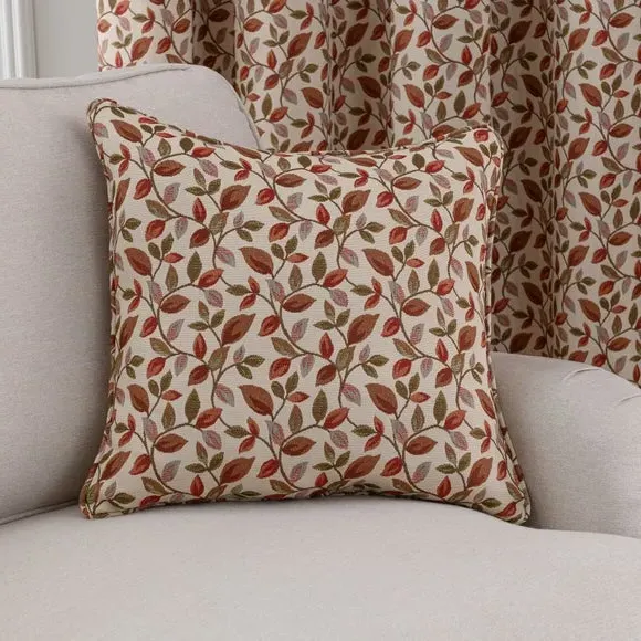 Floral Jacquard Cushion - Red, Polyester