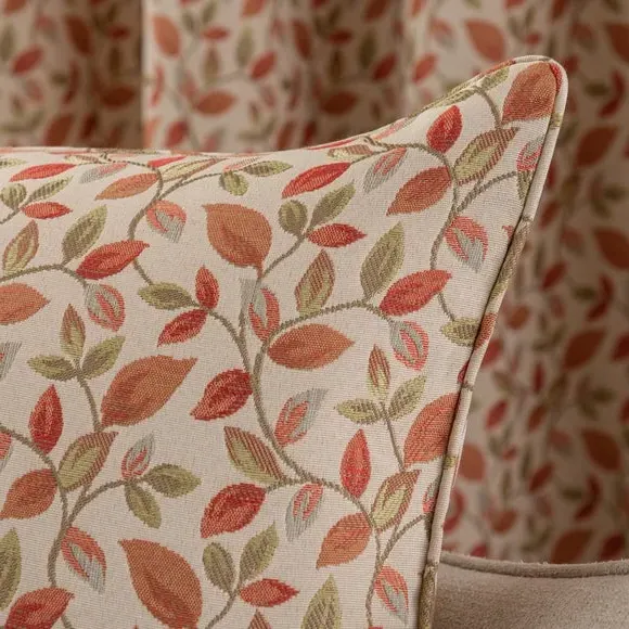 Floral Jacquard Cushion - Terracotta, Polyester
