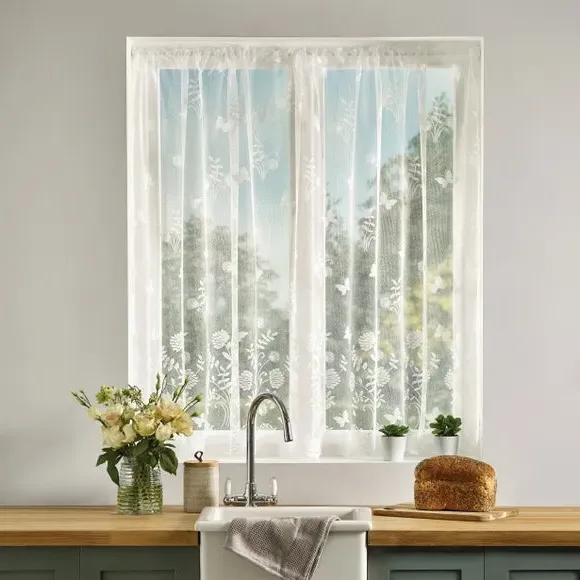 Floral Lace Panel by the Metre - White image