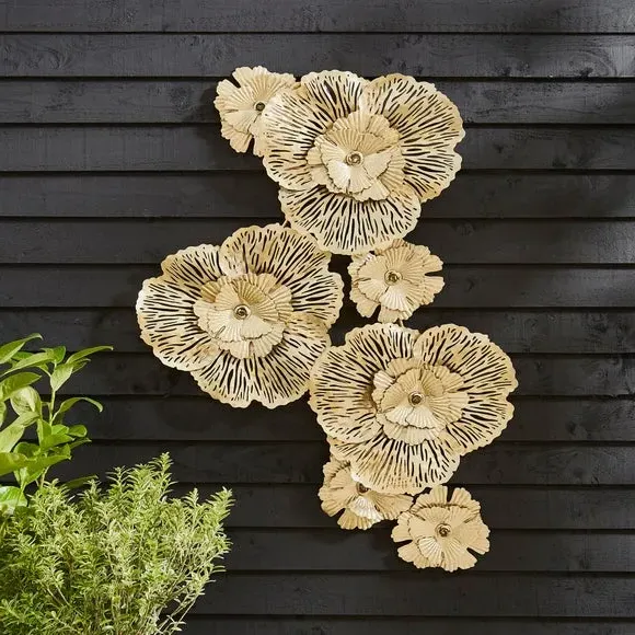 Floral Metal Wall Art - Gold