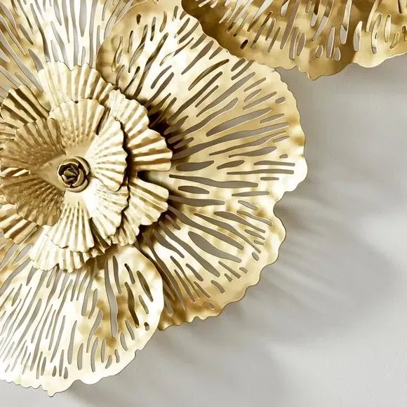 Floral Metal Wall Art - Gold