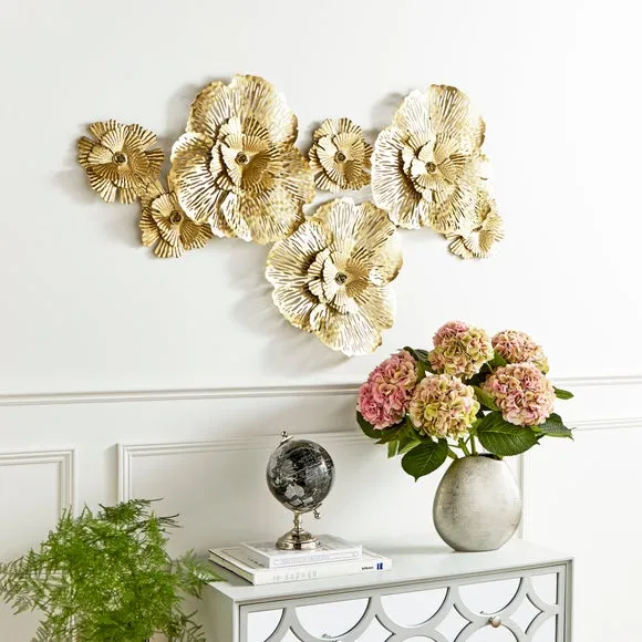 Floral Metal Wall Art - Gold image
