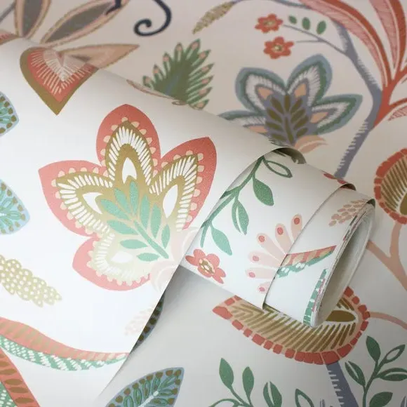 Floral Monkey Wallpaper with Metallic - Yellow