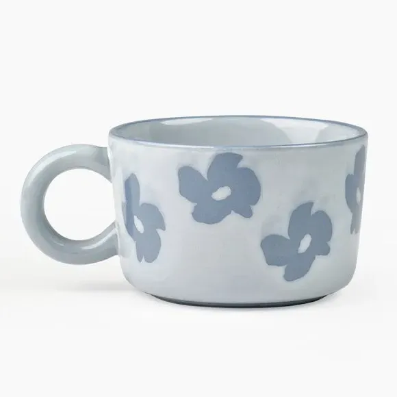 Floral Mug - Blue, Stoneware