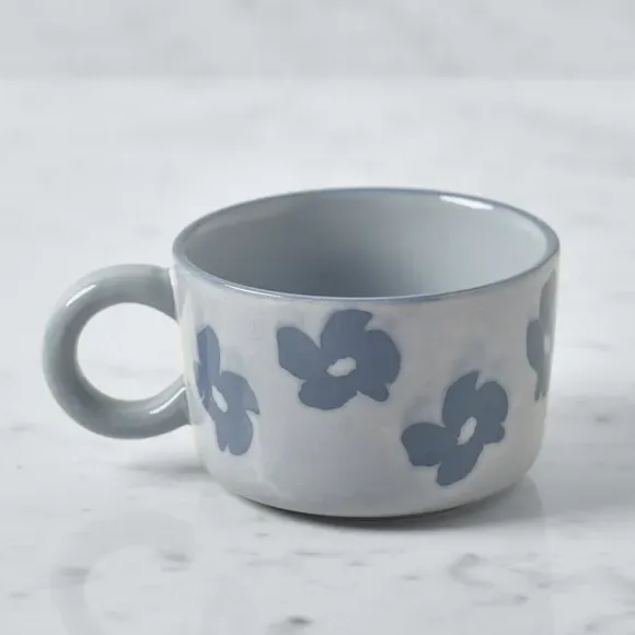 Floral Mug - Blue, Stoneware image