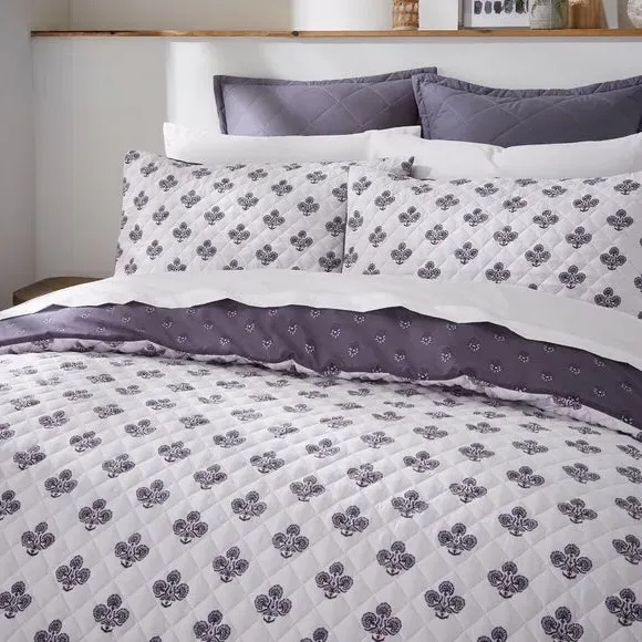 Floral Oxford Pillowcase - Blue, Polyester