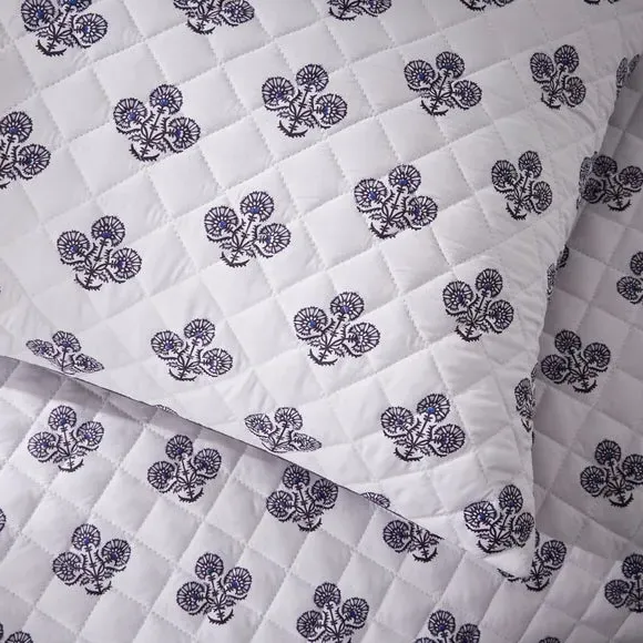Floral Oxford Pillowcase - Blue, Polyester