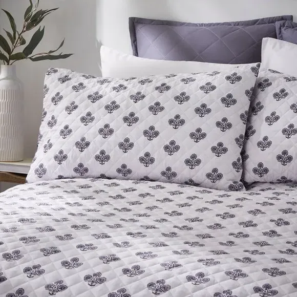 Floral Oxford Pillowcase - Blue, Polyester image