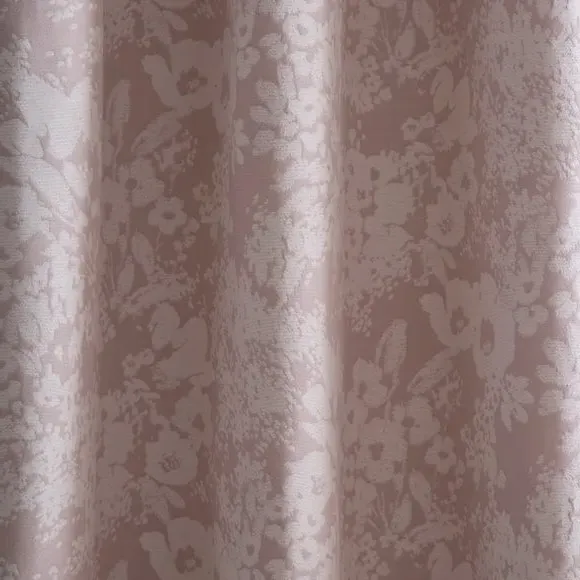Floral Pencil Pleat Curtains - Blush, Woven