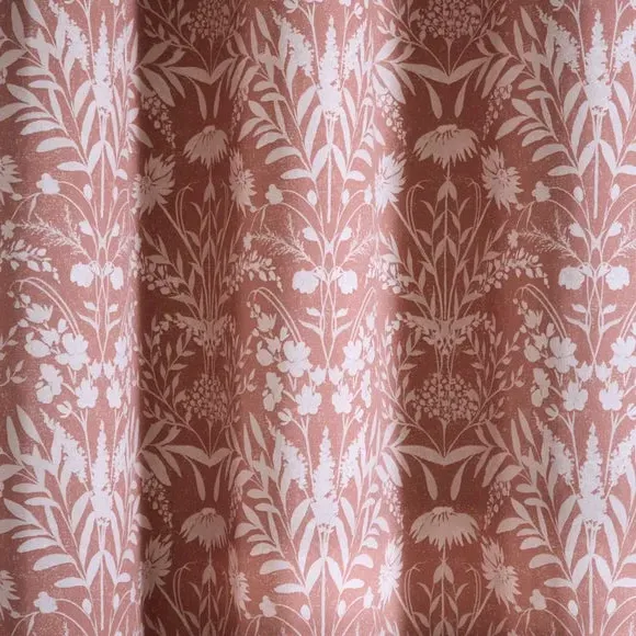 Floral Pencil Pleat Curtains - Natural, Cotton