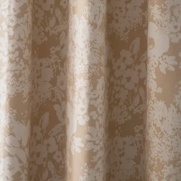 Floral Pencil Pleat Curtains - Natural, Woven