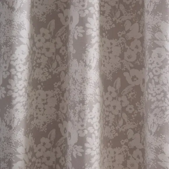 Floral Pencil Pleat Curtains - Soft Grey, Woven